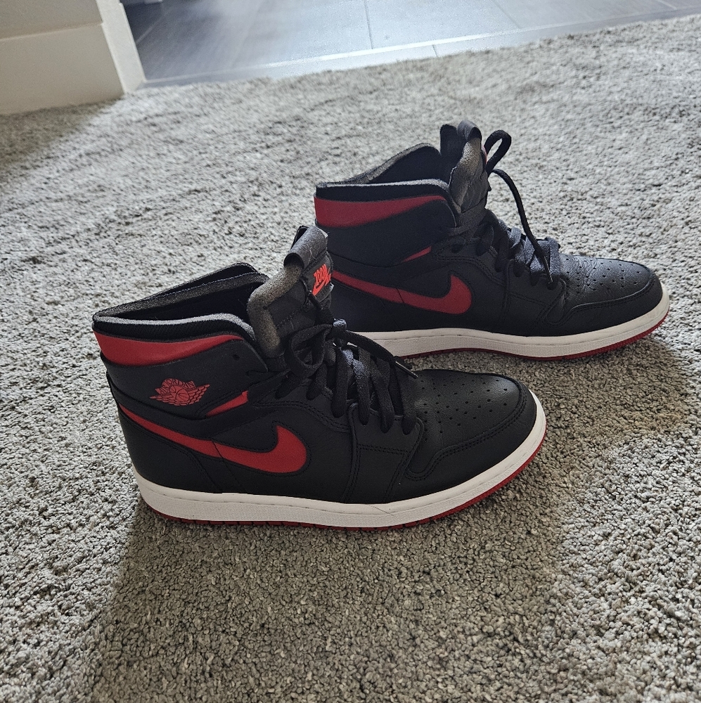 Nike Women's Jordan 1 Zoom Air ZMFT Black and Red Sneakers